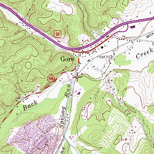 Topographic Map of Mine Spring Run, VA