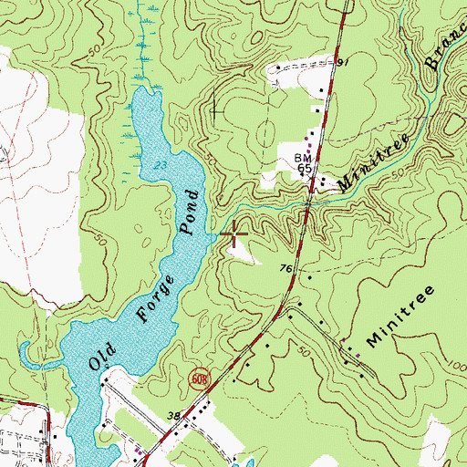 Topographic Map of Minitree Branch, VA
