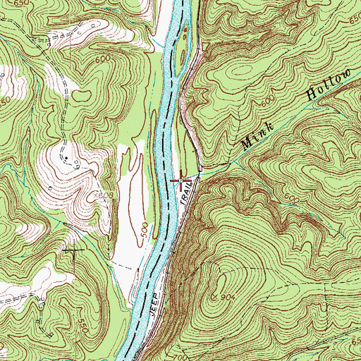 Topographic Map of Mink Hollow Branch, VA