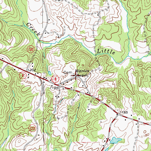 Topographic Map of Minnies Chapel, VA