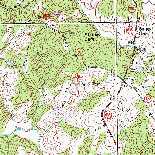 Topographic Map of Minnix Cemetery, VA