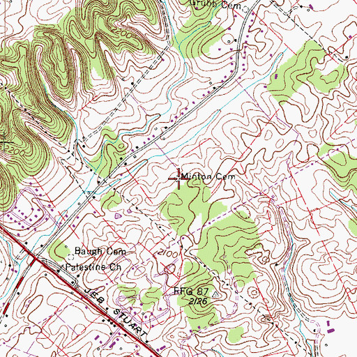 Topographic Map of Minton Cemetery, VA