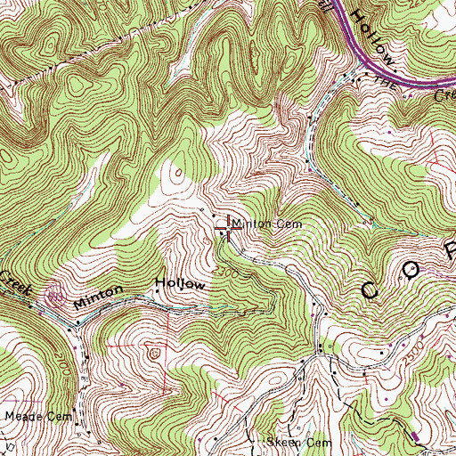 Topographic Map of Minton Cemetery, VA