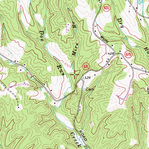 Topographic Map of Mire Branch, VA