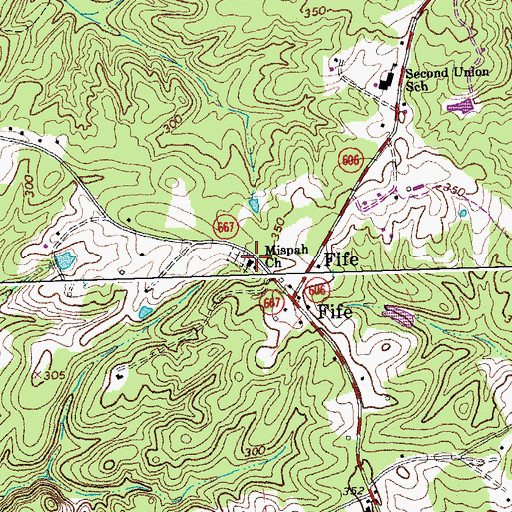 Topographic Map of Mispah Church, VA