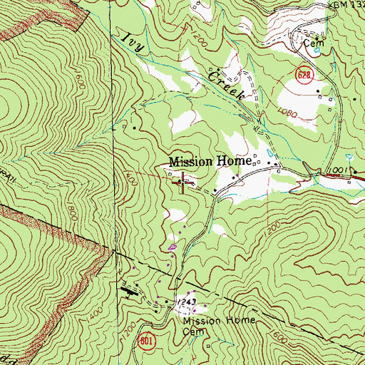 Topographic Map of Mission Home, VA