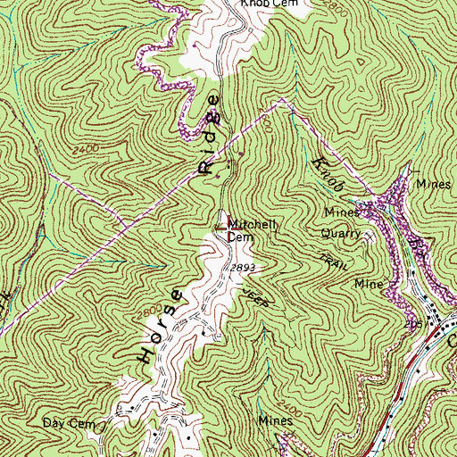 Topographic Map of Mitchell Cemetery, VA