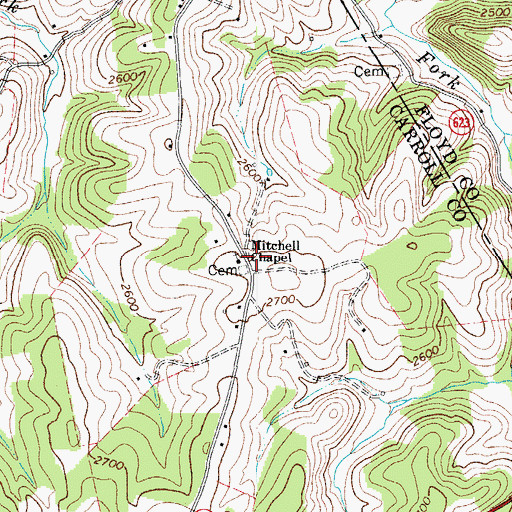 Topographic Map of Mitchell Chapel, VA