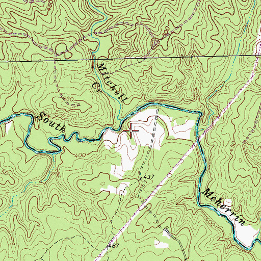 Topographic Map of Mitchell Creek, VA