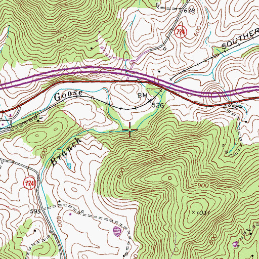 Topographic Map of Mitchells Branch, VA