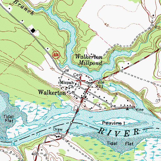 Topographic Map of Mizpah Church, VA