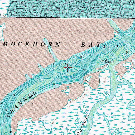 Topographic Map of Mockhorn Channel, VA