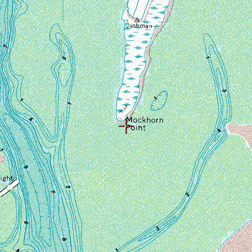 Topographic Map of Mockhorn Point, VA