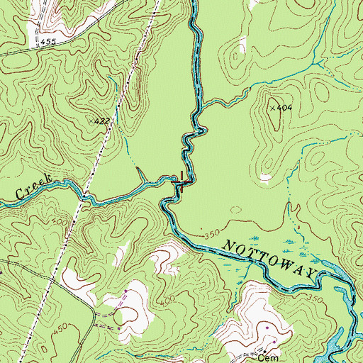 Topographic Map of Modest Creek, VA