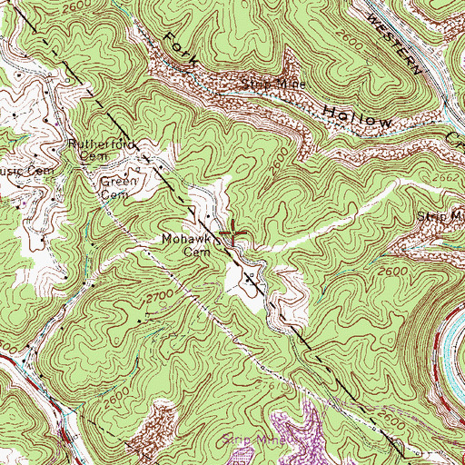 Topographic Map of Mohawk Cemetery, WV
