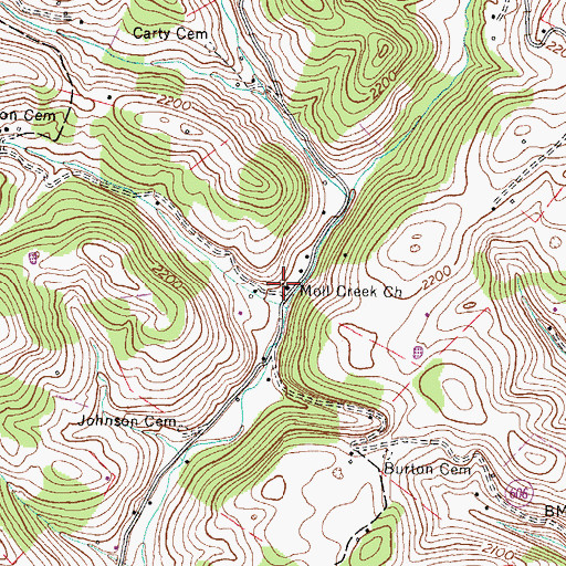 Topographic Map of Moll Creek Church, VA