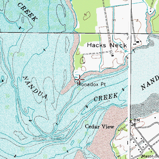 Topographic Map of Monadox Point, VA