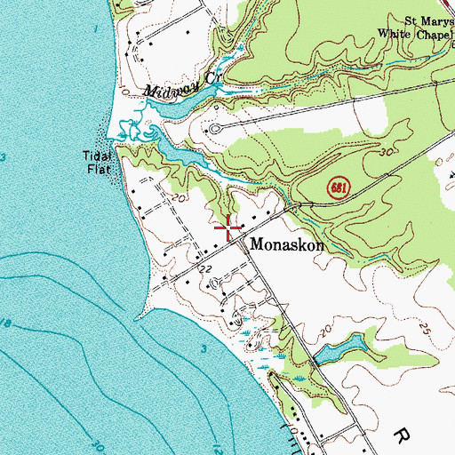 Topographic Map of Monaskon, VA