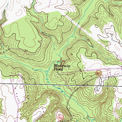Topographic Map of Moncuin Pond, VA