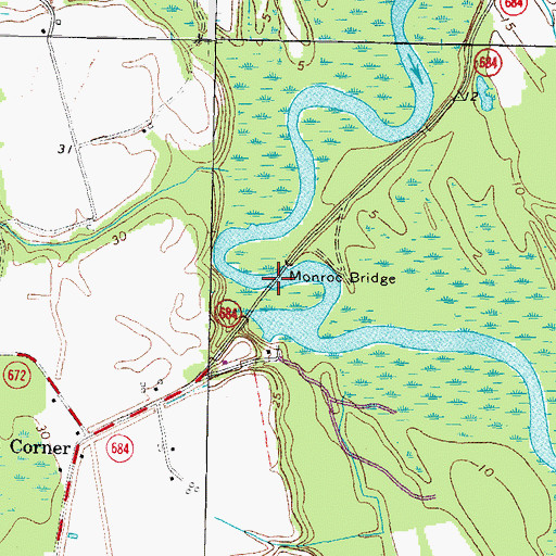 Topographic Map of Monroe Bridge, VA