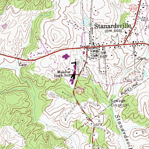 Topographic Map of William Monroe High School, VA