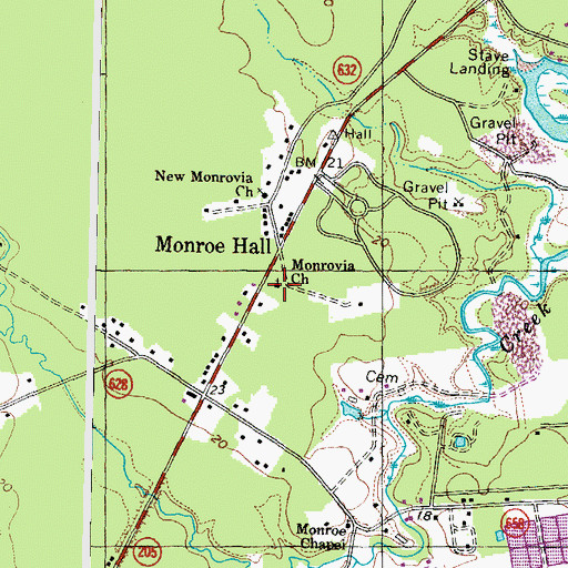 Topographic Map of Monrovia Church, VA