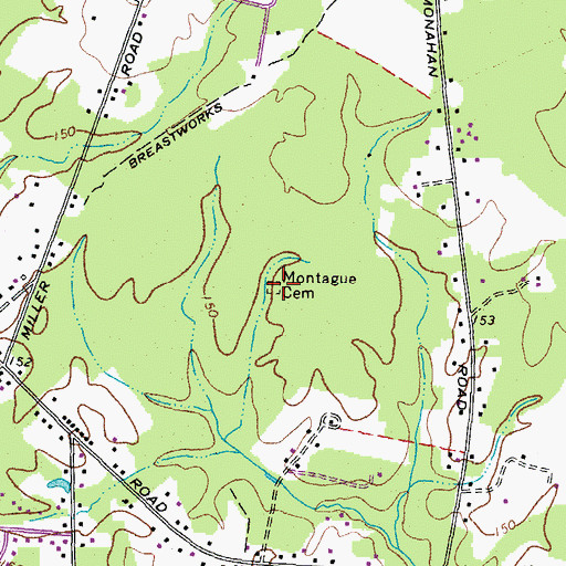 Topographic Map of Montague Cemetery, VA