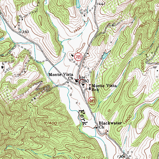 Topographic Map of Monte Vista Church, VA
