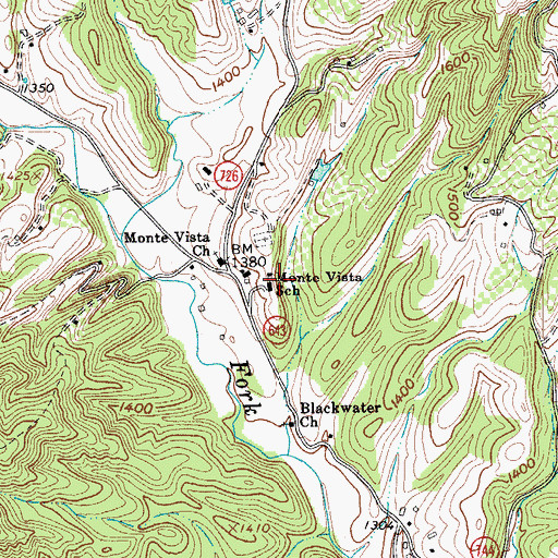 Topographic Map of Monte Vista School, VA