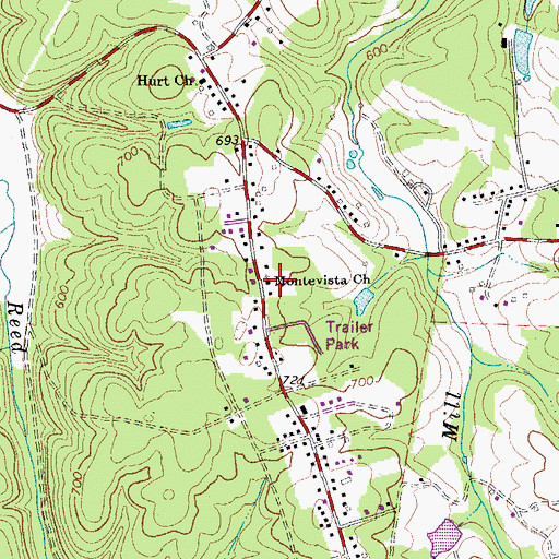 Topographic Map of Montevista Church, VA