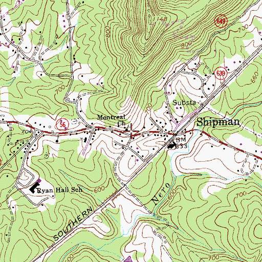 Topographic Map of Montreal Church, VA