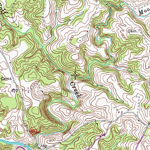 Topographic Map of Mooman Creek, VA