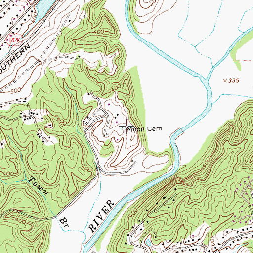 Topographic Map of Moon Cemetery, VA