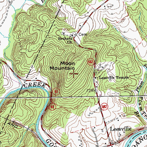 Topographic Map of Moon Mountain, VA