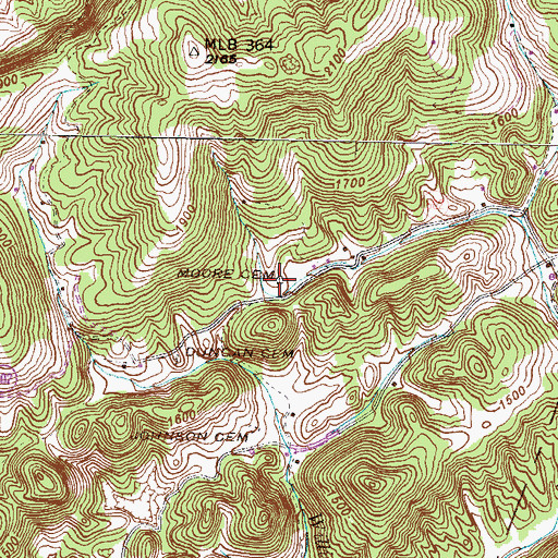 Topographic Map of Moore Cemetery, VA