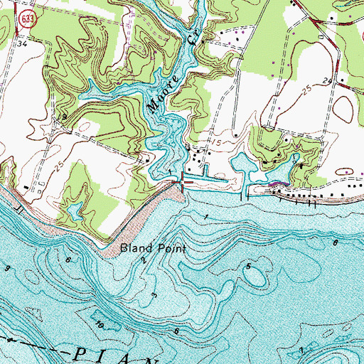 Topographic Map of Moore Creek, VA