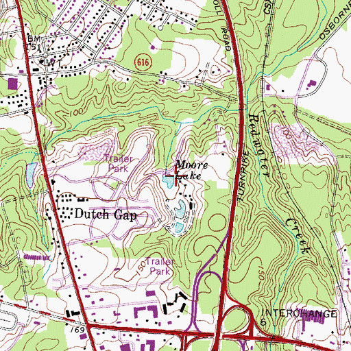 Topographic Map of Moore Lake, VA