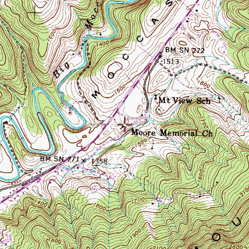 Topographic Map of Moore Memorial Church, VA