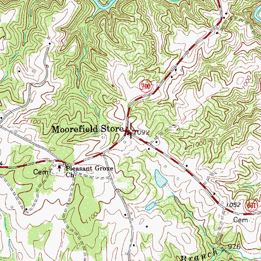 Topographic Map of Moorefield Store, VA