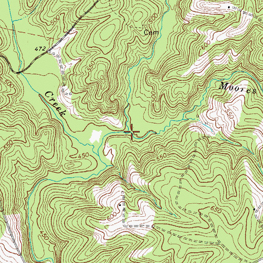 Topographic Map of Moores Branch, VA