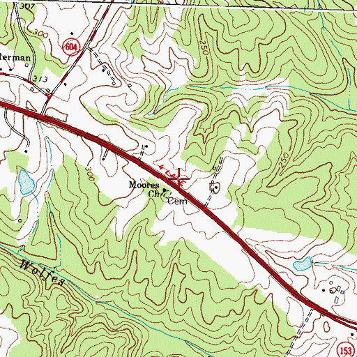 Topographic Map of Moores Church, VA