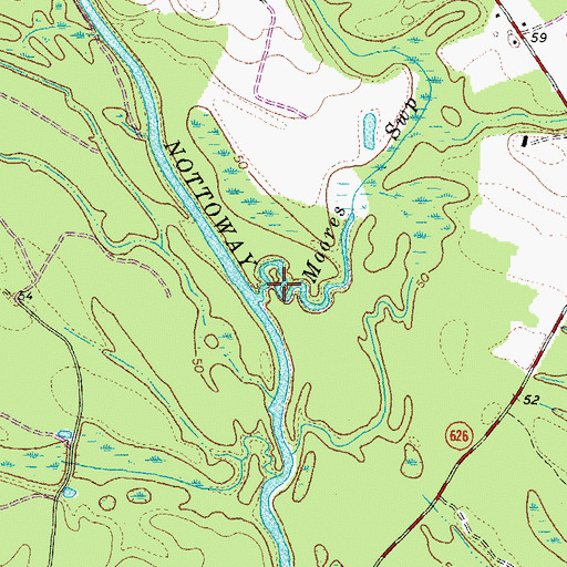 Topographic Map of Moores Swamp, VA