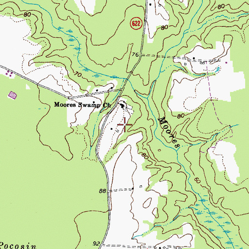 Topographic Map of Moores Swamp Church, VA