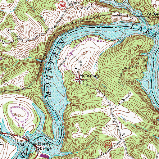 Topographic Map of Moorman Cemetery, VA