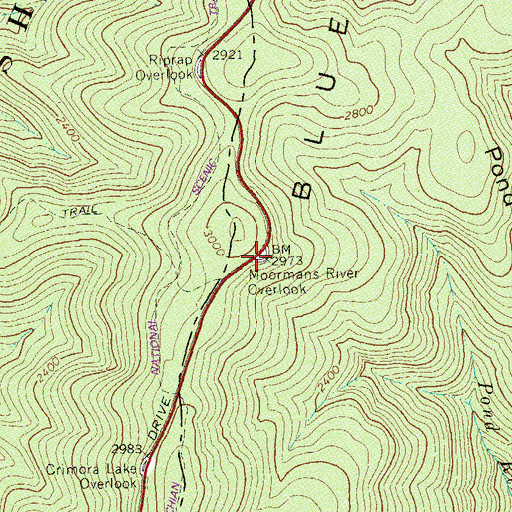 Topographic Map of Moormans River Overlook, VA