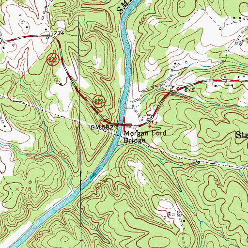Topographic Map of Morgan Ford Bridge, VA