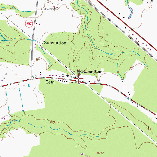 Topographic Map of Morning Star Church, VA