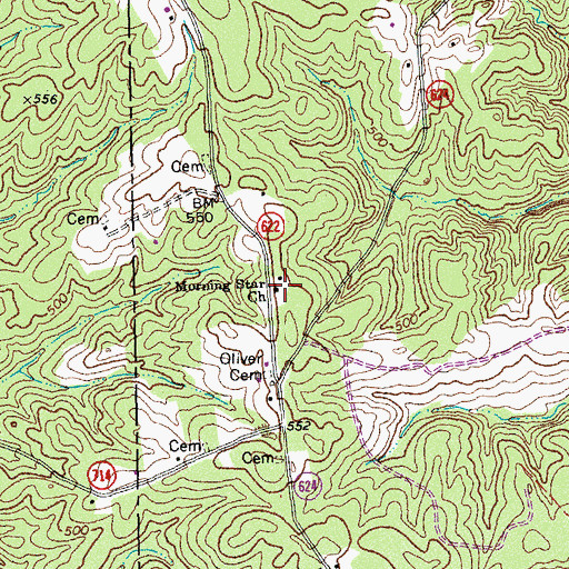 Topographic Map of Morning Star Church, VA