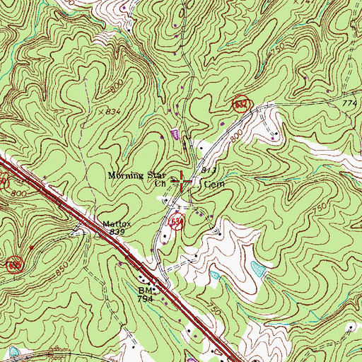 Topographic Map of Morning Star Church, VA