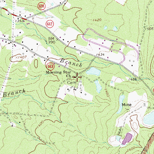 Topographic Map of Morning Star Church, VA